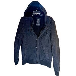 Rock & Republic Sherpa Lined Button & Zip Up Hooded Jacket W/ Pockets Sz Medium